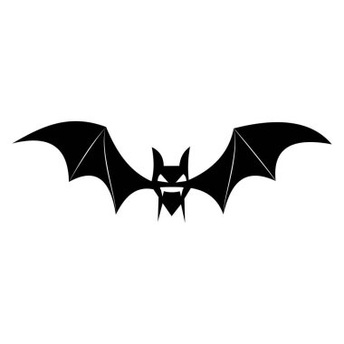 Yarasa Silueti logosu. Cadılar Bayramı siyah yarasa ikonu. Cadılar Bayramı sembolü vektör illüstrasyonu