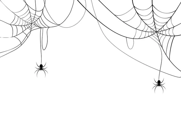 Schwarze Spinne Und Spinnennetz Gruseliges Spinnennetz Aus Halloween Symbol Vereinzelt — Stockvektor