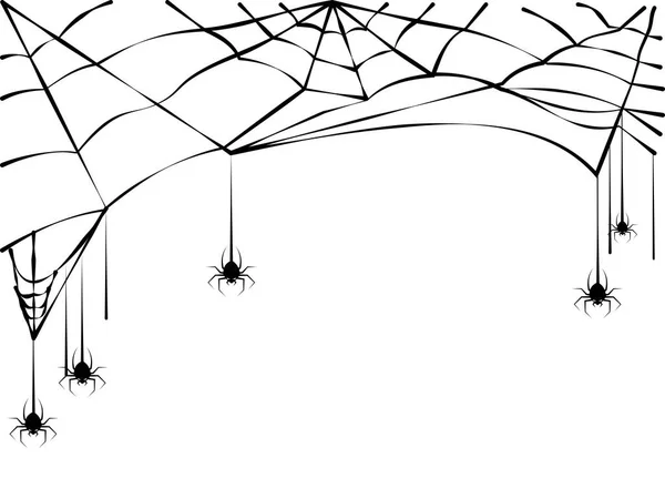 Spinne Und Zerrissenes Netz Gruseliges Spinnennetz Aus Halloween Symbol Isoliert — Stockvektor