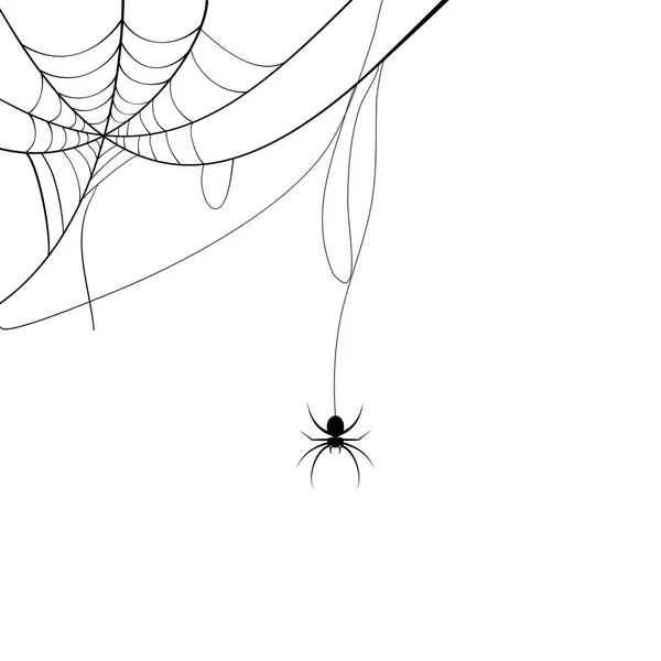 Spinnennetz Und Kleine Spinne Gruseliges Spinnennetz Des Halloween Symbolvektors — Stockvektor