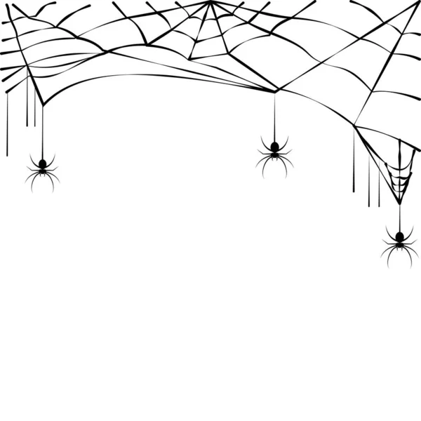 Spinnennetz Und Kleine Spinne Gruseliges Spinnennetz Des Halloween Symbolvektors — Stockvektor