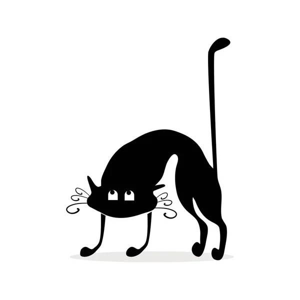 Schwarze Katze Halloween Katze Isoliert Auf Weißem Hintergrund Vektor Illustration — Stockvektor