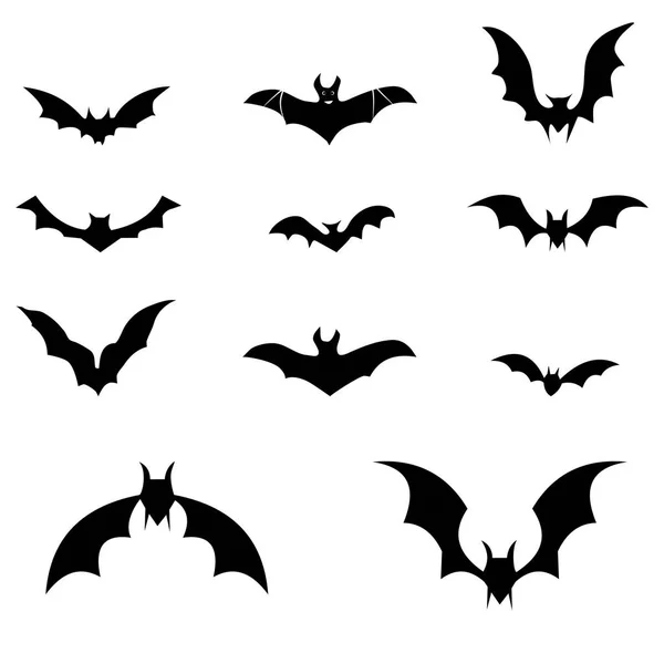 Silhouettes Noires Chauves Souris Sur Fond Blanc Illustration Vectorielle Eps — Image vectorielle