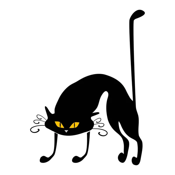 Zwarte Kat Halloween Kat Geïsoleerd Witte Achtergrond Vectorillustratie Eps — Stockvector