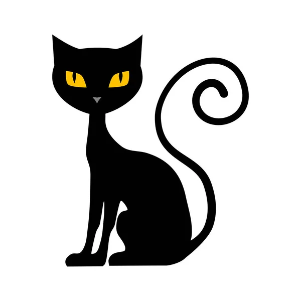 Gato Negro Gato Halloween Aislado Sobre Fondo Blanco Ilustración Vectorial — Archivo Imágenes Vectoriales