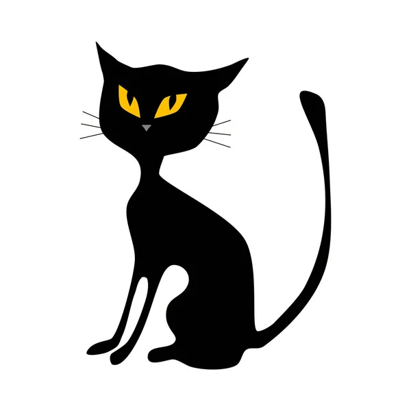 Schwarze Katze Halloween Katze Isoliert Auf Weißem Hintergrund Vektor Illustration — Stockvektor