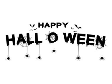 Beyaz arka planda Mutlu Cadılar Bayramı Mesajları Afişi. vektör illüstrasyonu