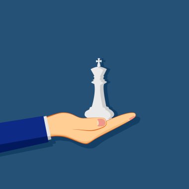 Satranç kralı olan bir iş adamı. Strateji spekülasyonları iş dünyası. vektörler