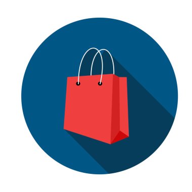 Alışveriş çantası tasarım ikonu. Alışveriş logosu. Dükkan konsepti. Vektör illüstrasyonu