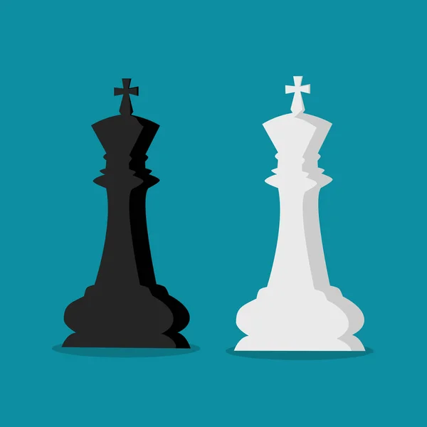 Šachové Figurky Bílý Černý Král Obchodní Strategie Vektor Eps — Stockový vektor