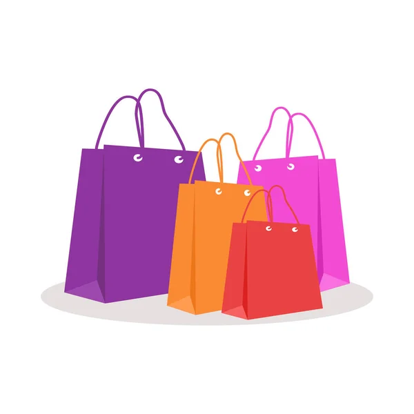 Shopping Bag Gruppo Concetto Vettoriale Sacchetti Carta Vuoti Con Colori — Vettoriale Stock