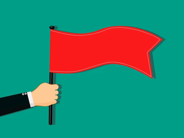 Een Zakenman Met Een Red Flag Zakelijk Succes Concept Ontwerp — Stockvector