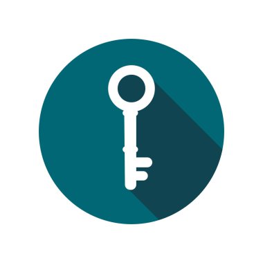 Uzun gölgeli anahtar simgesi. Düz tasarım tarzı. Yuvarlak simge. vektörler