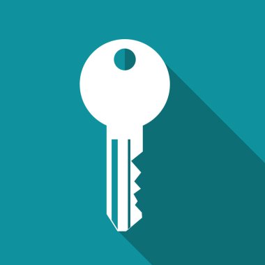 Uzun gölgeli bir anahtar ikon. Koruma ve güvenlik işareti. vektörler