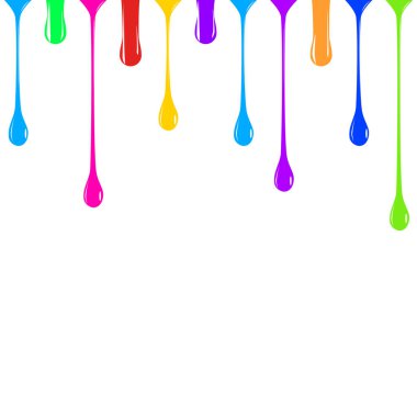 Farklı renkte damlalar. Boya damlaları. gökkuşağı yağlı boyası. vektörler