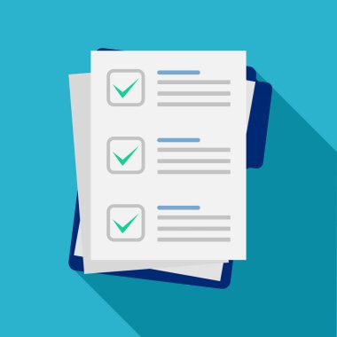 Belge ve metin. Dizin ve beyaz kağıt yığını. Vektör illüstrasyonuComment