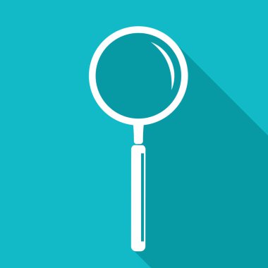 Büyüteç simgesi. Uzun gölgeli düz dizayn. vektör illüstrasyonu