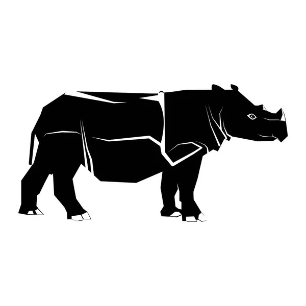 Silhouette Rhinoceros Isolated White Background Vector Illustration Eps — Stock Vector