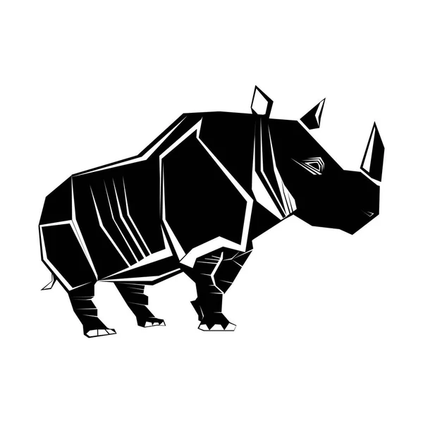 Silhouette Rhinoceros Isolated White Background Vector Illustration Eps — Stock Vector