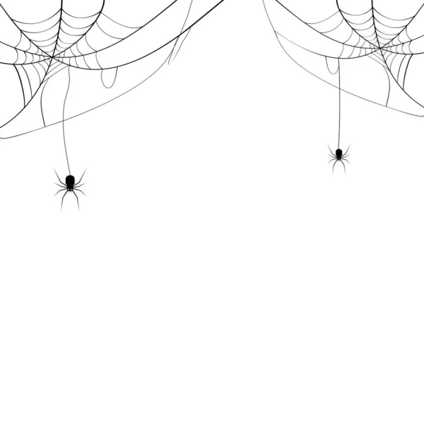 Schwarze Spinne Und Spinnennetz Gruseliges Spinnennetz Aus Halloween Symbol Vereinzelt — Stockvektor