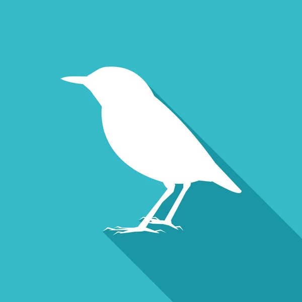 Uzun Gölgeli Bir Kuş Simgesi Beyaz Kuş Logosu Vektör Illüstrasyonu — Stok Vektör