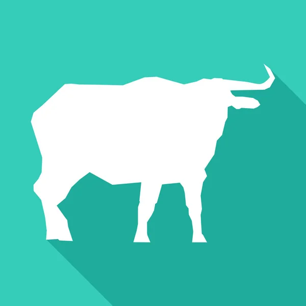 Ícone Búfalo Com Sombra Longa Logotipo Búfalo Branco Ilustração Vetorial —  Vetores de Stock