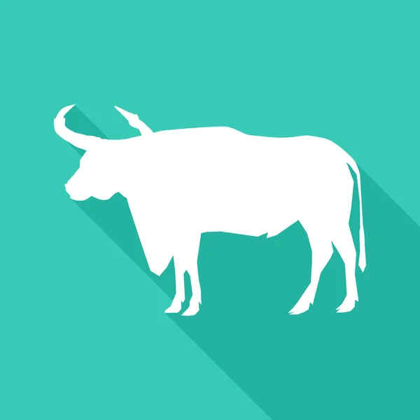 Bull Icon Long Shadow White Bull Logo Vector Illustration Eps — Stock Vector