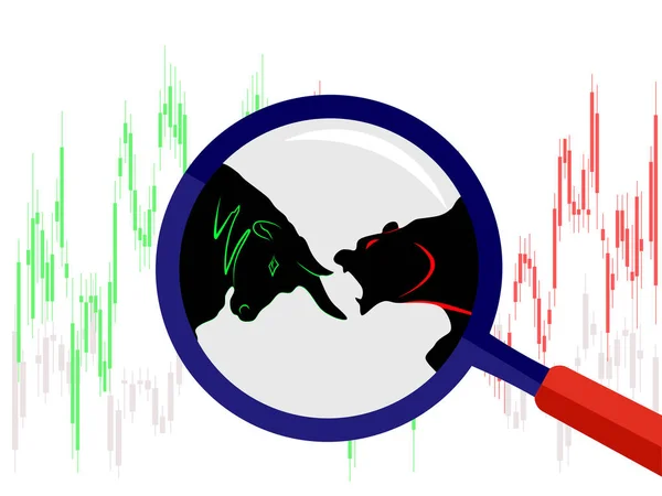 bull vs bear symbol of stock market trend on white background Illustration eps