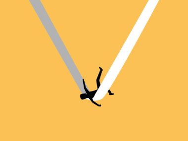 Destek Noktası, iş adamı yüksekten düşer ve bant ile desteklenir