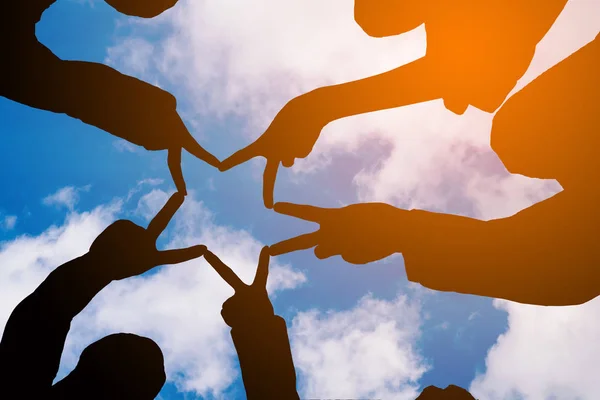 Group Diverse Hands Together Star Processing Young People City Team — Stock Photo, Image