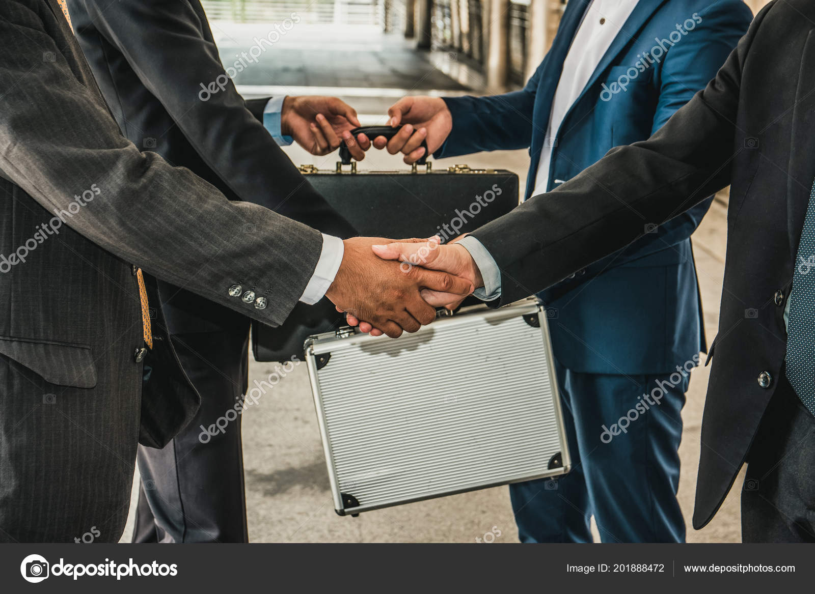 Businesspeople Group Handshake City Business Team Stock Photo