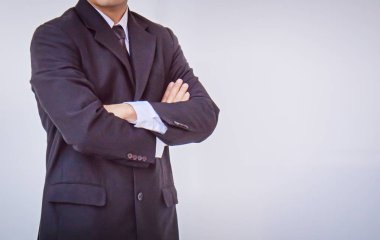 Mutlu işadamı, yakışıklı adam ayakta 