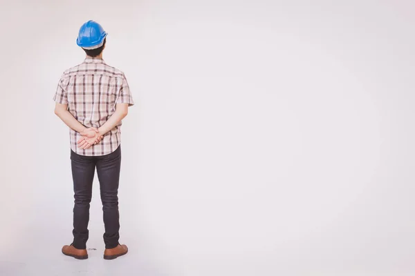 Arab Engineer Man Wear Blue Cap Safety Helmet — Stock Photo, Image