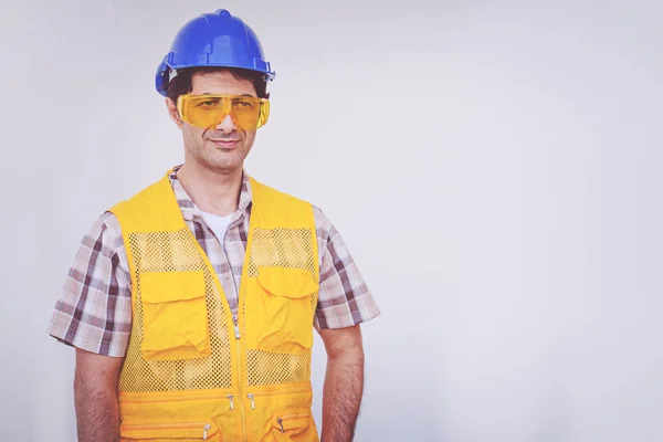 Arab Engineer Man Wear Blue Cap Safety Helmet — Stock Photo, Image