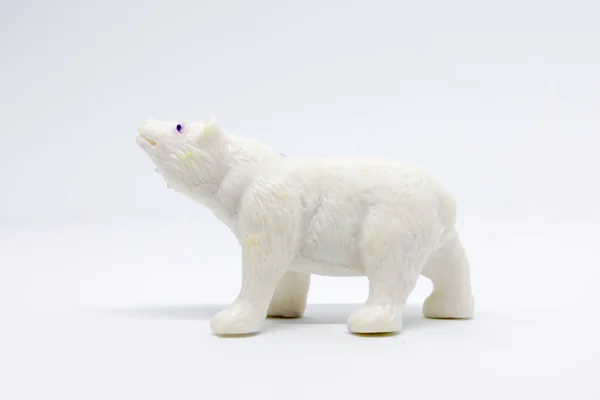 Modello Orso Polare Isolato Sfondo Bianco Giocattoli Animali Plastica — Foto Stock
