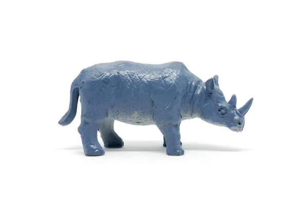 Rhinoceros Modello Isolato Sfondo Bianco Giocattoli Animali Plastica — Foto Stock