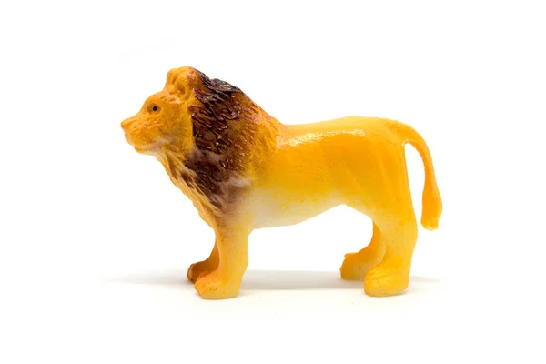 Lion Modell Isolerade Vit Bakgrund Djur Plastleksaker — Stockfoto