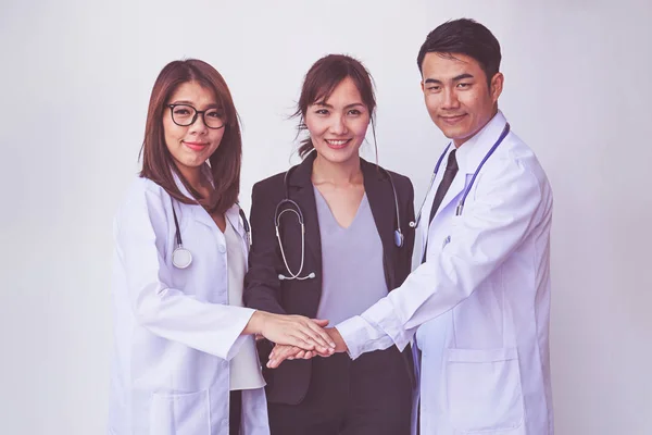 Médicos Enfermeiras Coordenam Mãos Conceito Trabalho Equipe — Fotografia de Stock