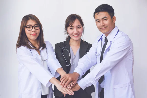 Médicos Enfermeiras Coordenam Mãos Conceito Trabalho Equipe — Fotografia de Stock
