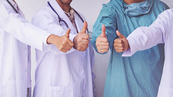 Ärzte Und Krankenschwestern Koordinieren Hand Ärzte Daumen Hoch Konzept Teamwork — Stockfoto