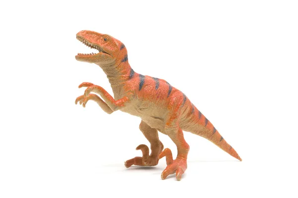 Giocattolo Velociraptor Plastica Isolato Sfondo Bianco — Foto Stock