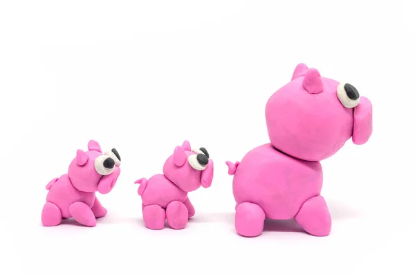 Play Doh Family Pig White Background — Stock Photo, Image