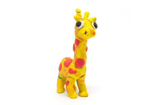 Play Doh Giraffe Auf Weißem Hintergrund — Stockfoto