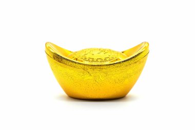 Beyaz arka planda Çin altın Sycee (Yuanbao). 