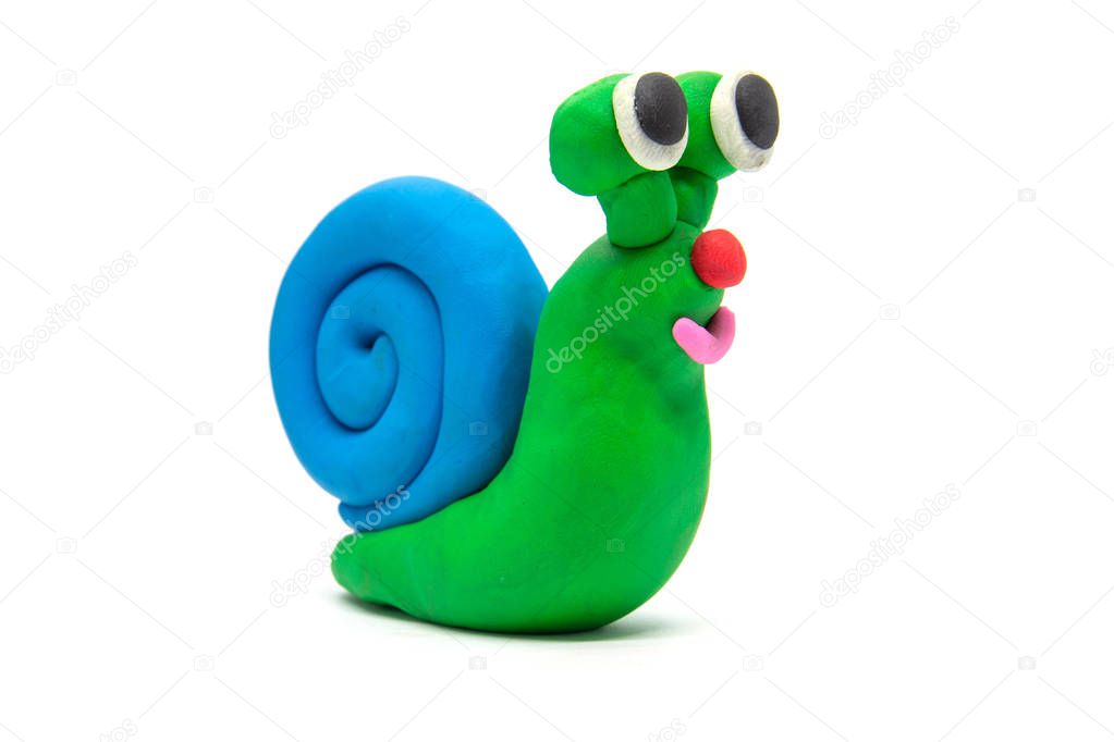 Play dough Snail on white background