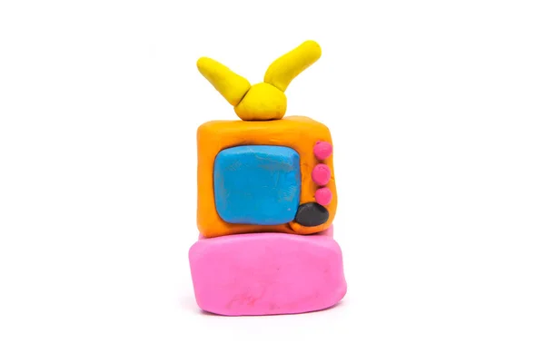 Play dough televisions on white background — Stock Photo, Image