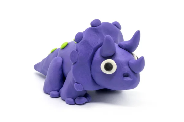 Spela Deg Triceratopson Vit Bakgrund — Stockfoto