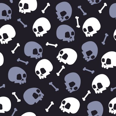 kafatası kemikleri Cadılar Bayramı desen arka plan vektör çizim