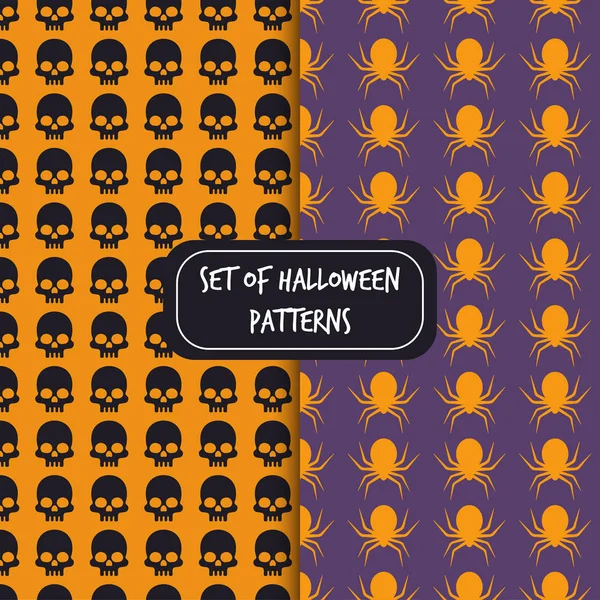 Ensemble Motifs Halloween Fond Crâne Araignée Vecteur — Image vectorielle