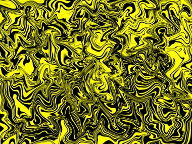 Farklı renkte ıslak boyaların karışımının soyut bir arka planı, sıvılaştırılmış arka plan. Dijital Sanatta Akışkan Sarı Doku.